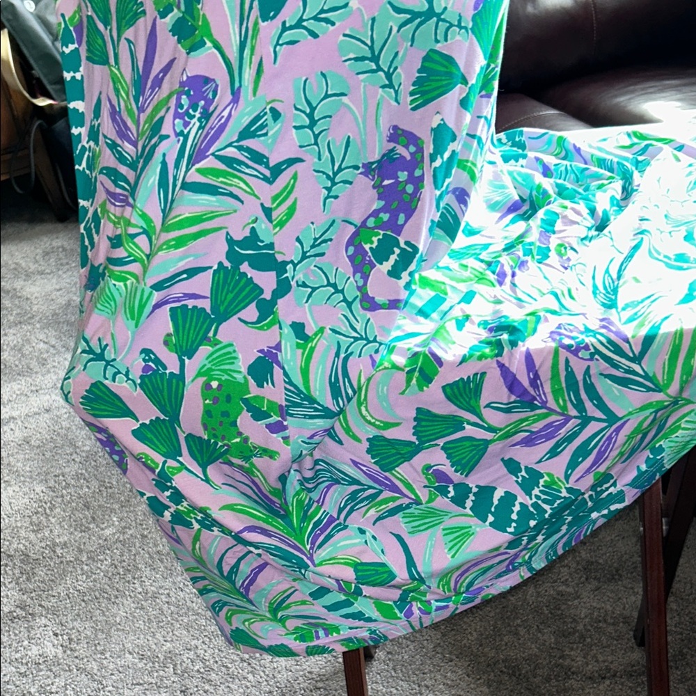 Lilly Pulitzer Green & Lavender Trop V‑Neck Spag Strap Dress S- 14 
Send Offer - Picture 6 of 8